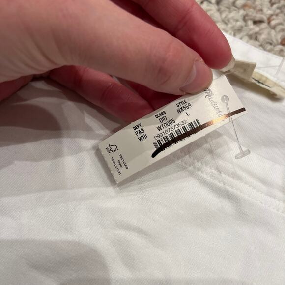 NWT Madewell Cinched Crewneck Tank Sz L White Casual Basic - Picture 2 of 8